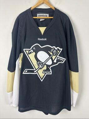 Reebok Black, Gold & White Pittsburgh Penguins Hockey Jersey - Goalie Size